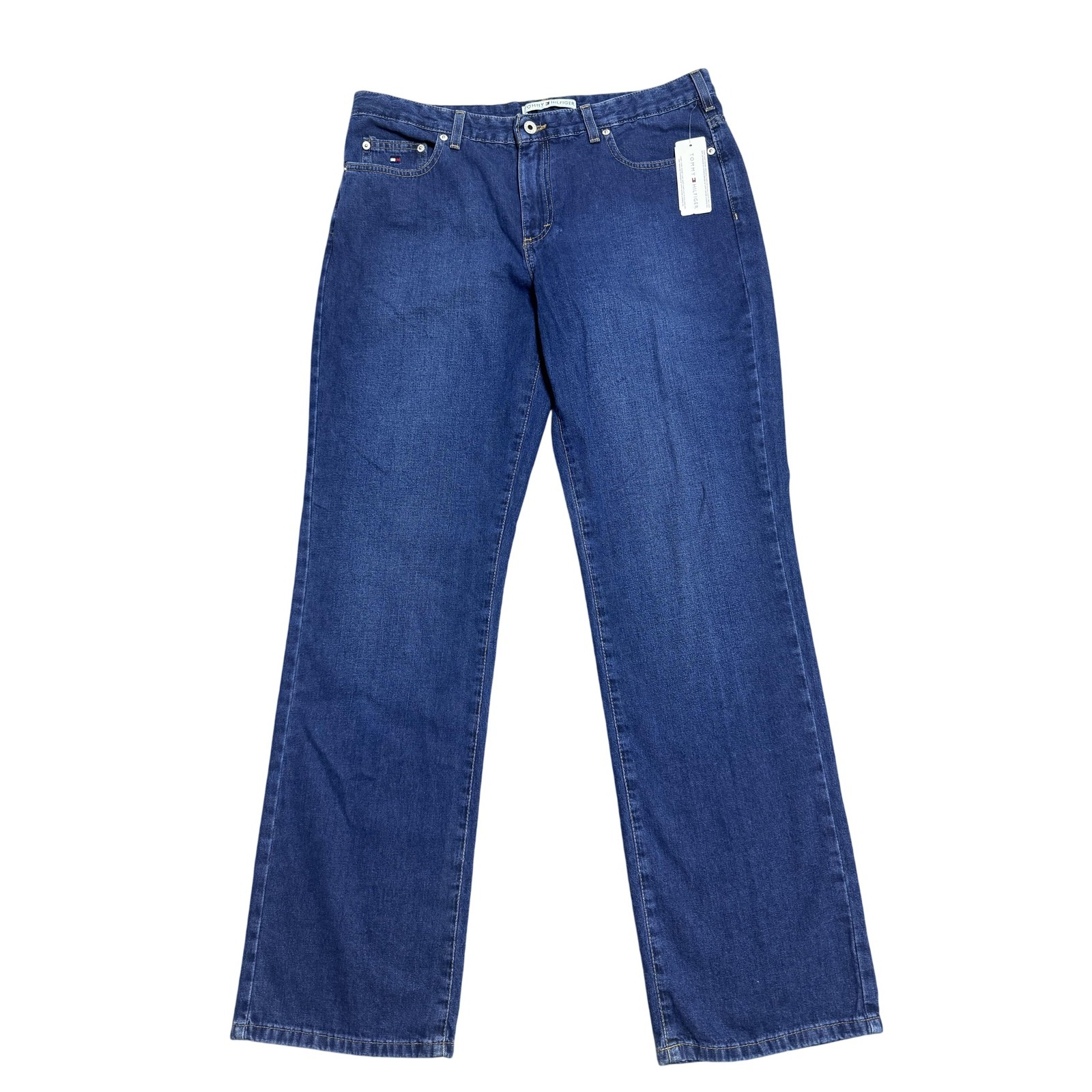 Tommy Hilfiger Jeans Womens 14 Blue Denim Perfect Fit Straight Leg 100% Cotton